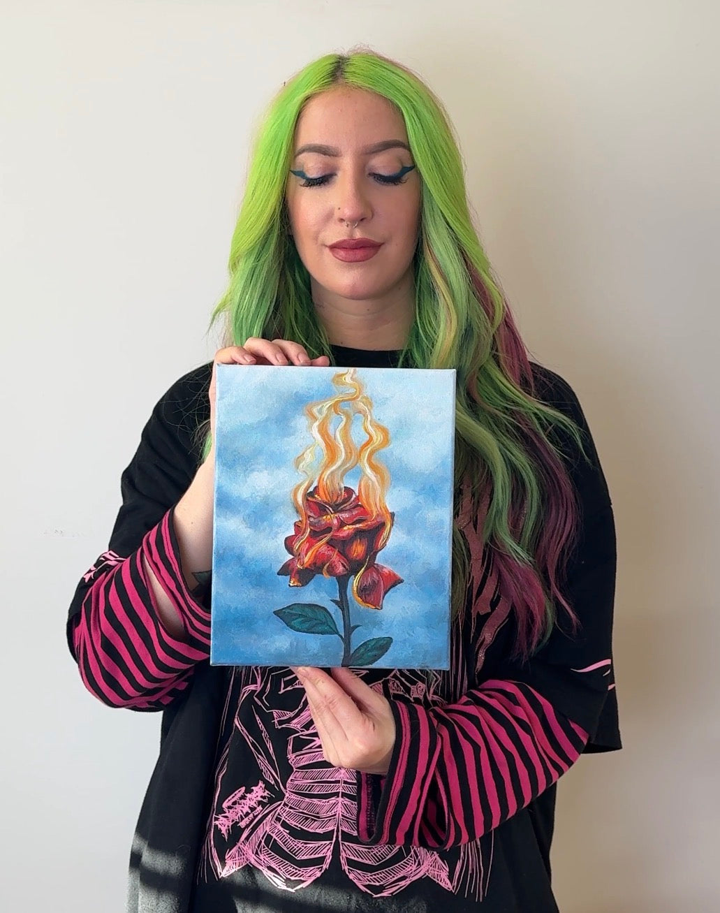 "Flame to ash, the past" 8x10 oil on canvas